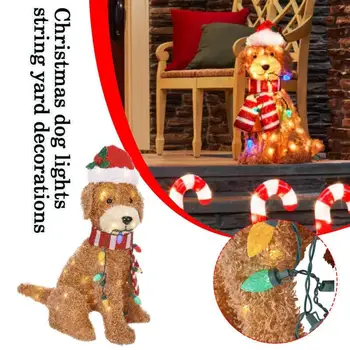 Декор для пушистой собаки, Рождественская Золотая собака, декоративное праздничное украшение двора, Веселый Праздничный сезон, Собачка-каракуль на веревочке