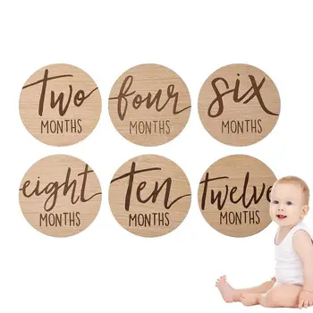 Деревянные карточки с объявлением о рождении ежемесячного ребенка Baby Milestone, блоки Baby Milestone, Деревянные карточки Baby Monthly Milestone с двойным знаком