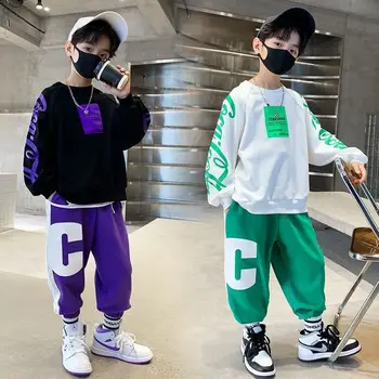 детская корейская версия одежды 2022 года, мужская новая весенне-осенняя одежда для больших мальчиков, повседневный костюм для мальчиков, детские костюмы из двух предметов