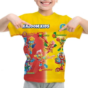 Детская футболка Game SuperThings, Повседневные топы с круглым вырезом, летняя футболка с изображением БИТВЫ МУТАНТОВ с героями мультфильмов для мальчиков, милые футболки для девочек, детская одежда