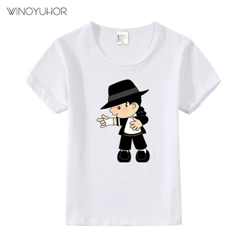Детская футболка с принтом звезды рок-н-ролла Майкла Джексона, детские музыкальные топы, модная футболка для мальчиков и девочек, летняя футболка