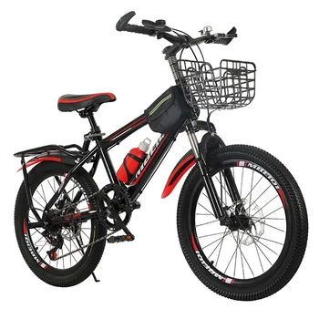 Детский велосипед 18-дюймовый детский велосипед для езды на открытом воздухе с рамой из высокоуглеродистой стали, стабильный и прочный Двухдисковый тормоз с регулируемой скоростью вращения