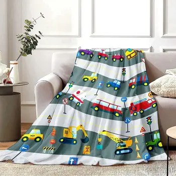 Детское одеяло для перевозки в автомобиле, 50 х 60 дюймов, уютное плюшевое одеяло для пожарной машины с мультяшным рисунком, пушистое плюшевое одеяло для