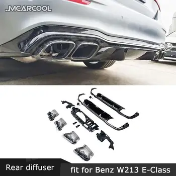 Диффузор для Губ заднего Бампера W213 с Наконечниками Выхлопных Газов для Benz E Class E63 AMG Sport Bumper 2016-2021 Глянцевый Черный Для Губ не стандартный