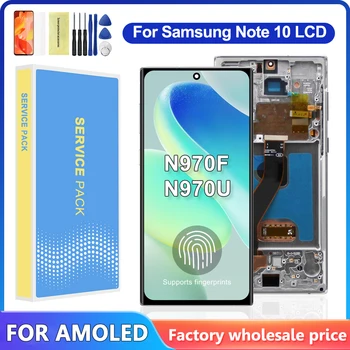 Для AMOLED С Поддержкой Рамки Отпечатков Пальцев Для Samsung Note 10 LCD N970 N970F N9700 Дисплей Сенсорный Экран Дигитайзер В Сборе