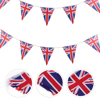 Домашний декор Гирлянда с Британским Флагом, Подвесной Баннер Соединенного Королевства, Баннеры для вечеринок, Фестивальные баннеры, Национальные флаги Страны, Вымпелы