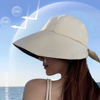 Женская хлопчатобумажная льняная панама, Летняя солнцезащитная кепка, женская пляжная панама, Складные солнцезащитные шляпы с бантом, шляпа-ведро с конским хвостом