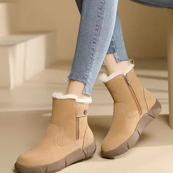Женские резиновые сапоги, женская обувь, ботинки-Женская зимняя обувь на молнии, плоский каблук, Австралия, круглый носок, женские кожаные ботильоны от дождя 202