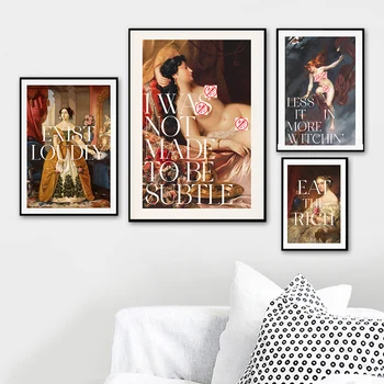 Забавный ретро-плакат с юмором и цитатами для сексуальной девушки, картина на холсте эпохи Возрождения, Классическая Винтажная Женская художественная комната, домашний декор, принт