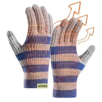 Зимние вязаные перчатки, утолщенные эластичные перчатки, Мягкие велосипедные перчатки, удобные перчатки для горных велосипедов Для занятий фитнесом В холодную погоду