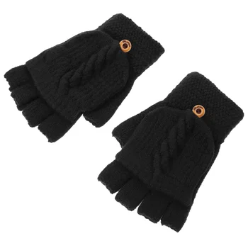 Зимние теплые перчатки, варежки-трансформеры, женские без пальцев, с клапаном, корейская версия