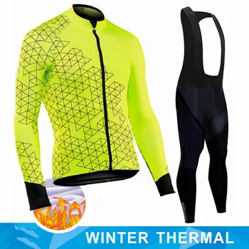 Зимняя термо-флисовая велосипедная майка Мужская Mtb Одежда Man 2023 Блузка Униформа Велосипедная одежда Полный комплект Tricuta Bib Maillot