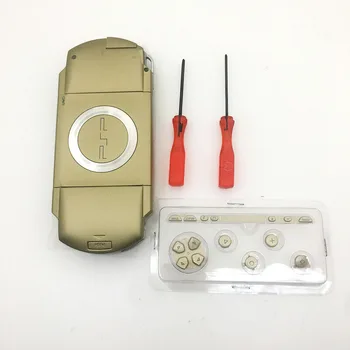 Золотое покрытие корпуса PSP 1000 для игровой консоли PSP 1000 с винтами-кнопками, запасные части для корпуса PSP 1000