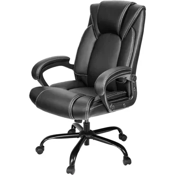 Игровое офисное кресло с эргономичной опорой с функцией наклона, обитое клееной кожей, черное компьютерное кресло, специальное для игр