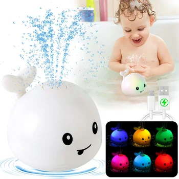 Игрушки для детской ванны, перезаряжаемый разбрызгиватель Whale Light Up, ванна с распылителем воды, бассейн, Ванная комната для малышей, подарки для мальчиков и девочек