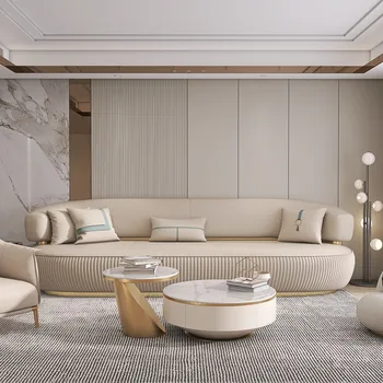 Итальянский легкий роскошный кожаный диван с изголовьем из воловьей кожи современный простой роскошный диван высокого класса для небольшой гостиной с прямым рядом