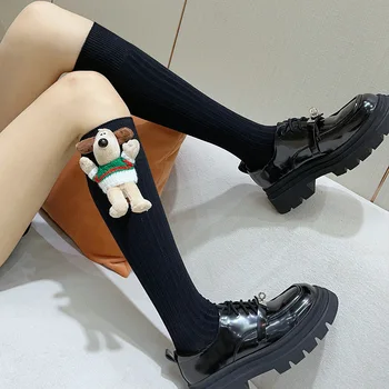 Кавайные милые носки Gromit, Носки средней длины, Длинные чулки, Вязаные носки, Осенне-зимний Рождественский подарок для девочек