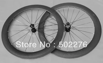 Карбоновый матовый обод колесной пары для шоссейного велосипеда 60 мм + спица + ступица + QR-шпажки