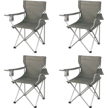 Классические складные походные стулья, с сетчатым подстаканником, набор из 4 штук, 32,10x19,10x32,10 дюймов