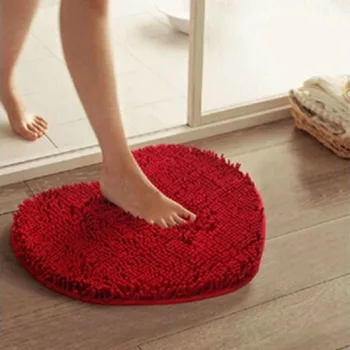 Коврик в форме сердца Love, Нескользящая мягкая микрофибра, пушистый коврик для ванной комнаты, коврик для спальни, ковры для гостиной