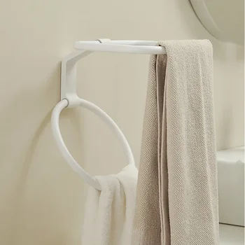 Кольцо для полотенец для ванной комнаты White Cream Wind, Место для крючка для кухонных полотенец для рук, Алюминиевая подставка для полотенец, защищенная от плесени