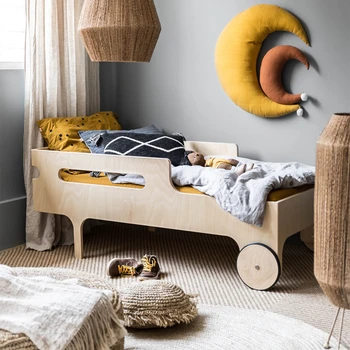 Комплекты мебели для детской спальни Современная двухъярусная кровать из цельного дерева для детей