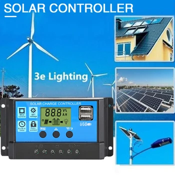 Контроллер батареи солнечной панели 10A/20A/30A, Цифровой дисплей, Контроллер заряда солнечной батареи для солнечных рекламных щитов