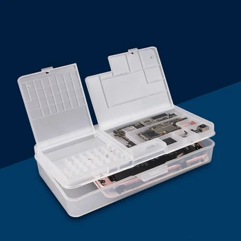 Коробка для хранения запасных частей из 2 предметов, Двухслойная раскладушка для мобильного телефона, инструменты для разборки винтовых компонентов, Сменная коробка