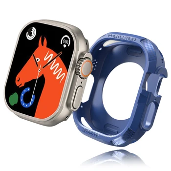 Корпус часов из углеродного волокна для Apple Watch Ultra 49 мм, защитный чехол, прочные края рамки бампера для iWatch серии 49 мм, корпус Ultra