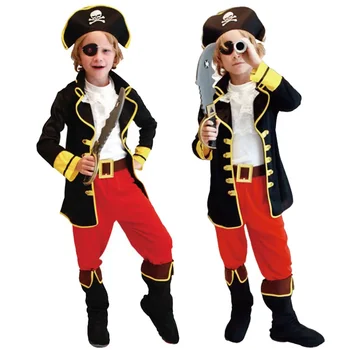 Костюм Пирата Детский Пираты Карибского Моря Джек Воробей Косплей Детская Одежда Для Мальчиков Реквизитный Костюм Карнавальные Вечерние Костюмы для Детей