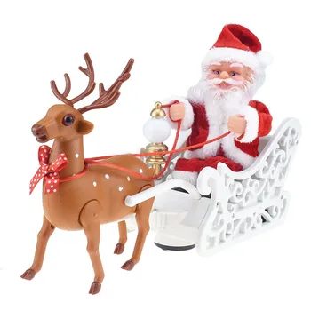 Кукла для лазания по веревке Санта-Клауса, игрушка на санях Лося, Рождественская электрическая кукла с музыкой, Подвесная Рождественская елка для детей, Рождественские украшения, подарки