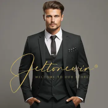 Куртка + жилет + брюки, однотонный официальный офисный деловой мужской костюм, свадебное платье жениха, мужские повседневные костюмы для вечеринки, Костюм Homme