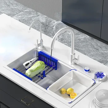 Кухонная раковина Нано Белый таз для мытья посуды из нержавеющей стали 304 с утолщенным большим Одинарным баком  