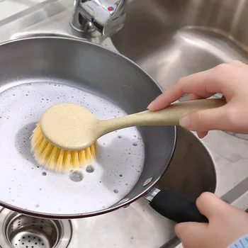 Кухонная щетка для мытья посуды подвесная щетка для мытья посуды из нежирной пшеничной соломы с длинной ручкой