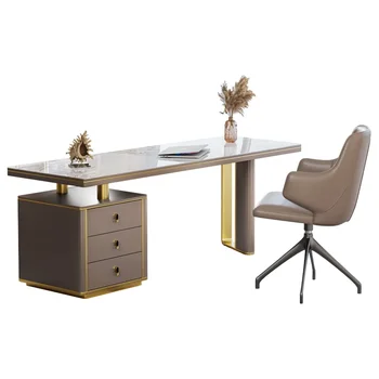 Легкий Роскошный стол из каменной плиты Современный дизайн из нержавеющей стали и титана Компьютерный стол для учебы офисная мебель офисный стол