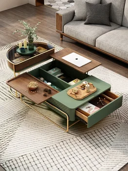 Легкий Роскошный чайный столик на возвышении, комбинация ТВ-шкафов, Небольшая семейная гостиная, Многофункциональный чайный столик для домашнего хозяйства
