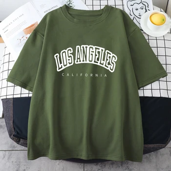 Лос-Анджелес, Калифорния, США, мужские футболки с принтом, хлопчатобумажная одежда оверсайз, повседневный стиль, уличный топ с коротким рукавом
