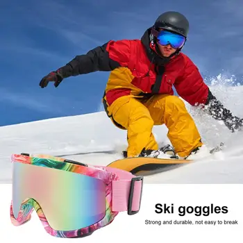 Лыжные очки с круглой полировкой, зимние уличные лыжные очки, двухслойные линзы, солнцезащитные очки от снега с защитой от запотевания для мужчин и женщин для езды на велосипеде