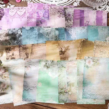 Материал 40 листов Коллекция бумаги Винтажные блокноты для письма с цветами Материал для руководства Декоративные блокноты для вырезок 96 * 165 мм