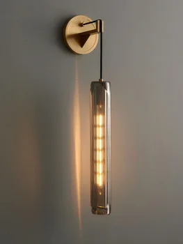 Медный настенный светильник Роскошная Прикроватная лампа для спальни Простая лестница Креативная гостиная Чжуншань Телевизионный фон