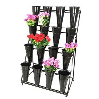 Металлическая подставка для магазина свежих цветов, Передвижная железная многослойная цветочная витрина, Подставка для цветочных ведер, Украшения для балкона, Подставка для растений