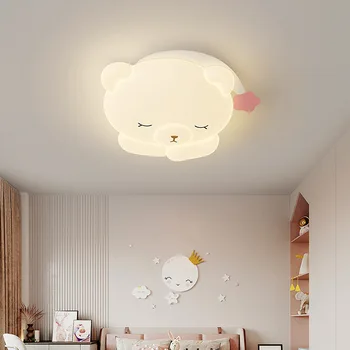 Милый светильник в виде медведя в ночном колпаке, потолочные светильники для детской комнаты, романтические теплые потолочные светильники для спальни для мальчиков и девочек, мультяшный декор комнаты