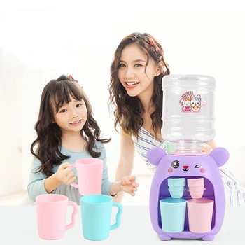 Мини-Детская Игрушка с двойным диспенсером для воды с милым розовым Синим для холодной/теплой воды, сока, молока, Фонтанчика для питья, Имитирующего Кухонные Игрушки