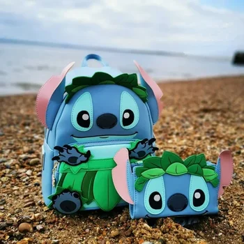 Мини-рюкзак Disney Stitch, Роскошный брендовый женский рюкзак, мультяшный повседневный рюкзак из 2 предметов, оригинальный детский школьный ранец