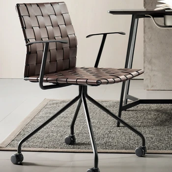 Минималистичный рабочий стул, современный домашний светильник, офисный компьютерный стул в роскошном стиле, вращающееся кресло с кожаным седлом, дизайнерский рабочий стол