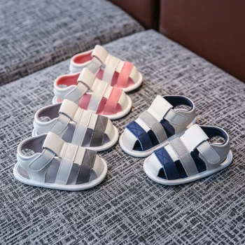 Модные летние сандалии для маленьких девочек и мальчиков, обувь для новорожденных, повседневная нескользящая дышащая обувь с мягкой подошвой перед ходунками