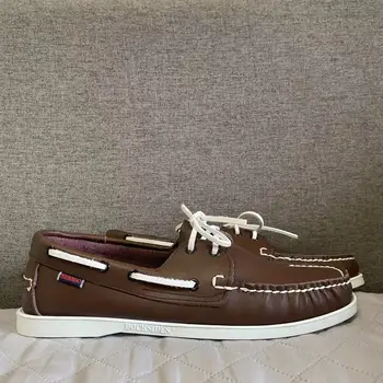 Мужская аутентичная обувь Sebago Docksides - кожаные туфли-лодочки премиум-класса на шнуровке с острым носком AC109