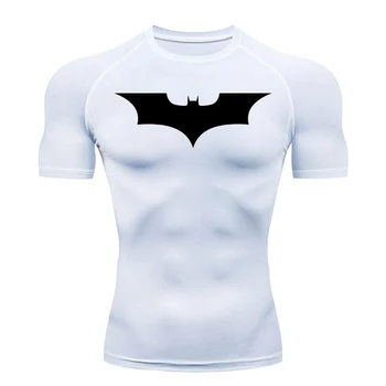 Мужская компрессионная рубашка с принтом для фитнеса, тренировки, спортивные обтягивающие футболки для спортзала, спортивные быстросохнущие дышащие топы, футболка Летняя Мужская