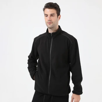 Мужская спортивная куртка для бега, плюшевая теплая куртка свободного кроя со стоячим воротником для фитнеса, флисовая спортивная куртка на молнии