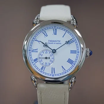 Мужские часы FARASUTE 40 мм с эмалированным циферблатом и запеченными синими стрелками, механизм Hangzhou 5000A, автоматические наручные часы с цветочной иглой, винтажные